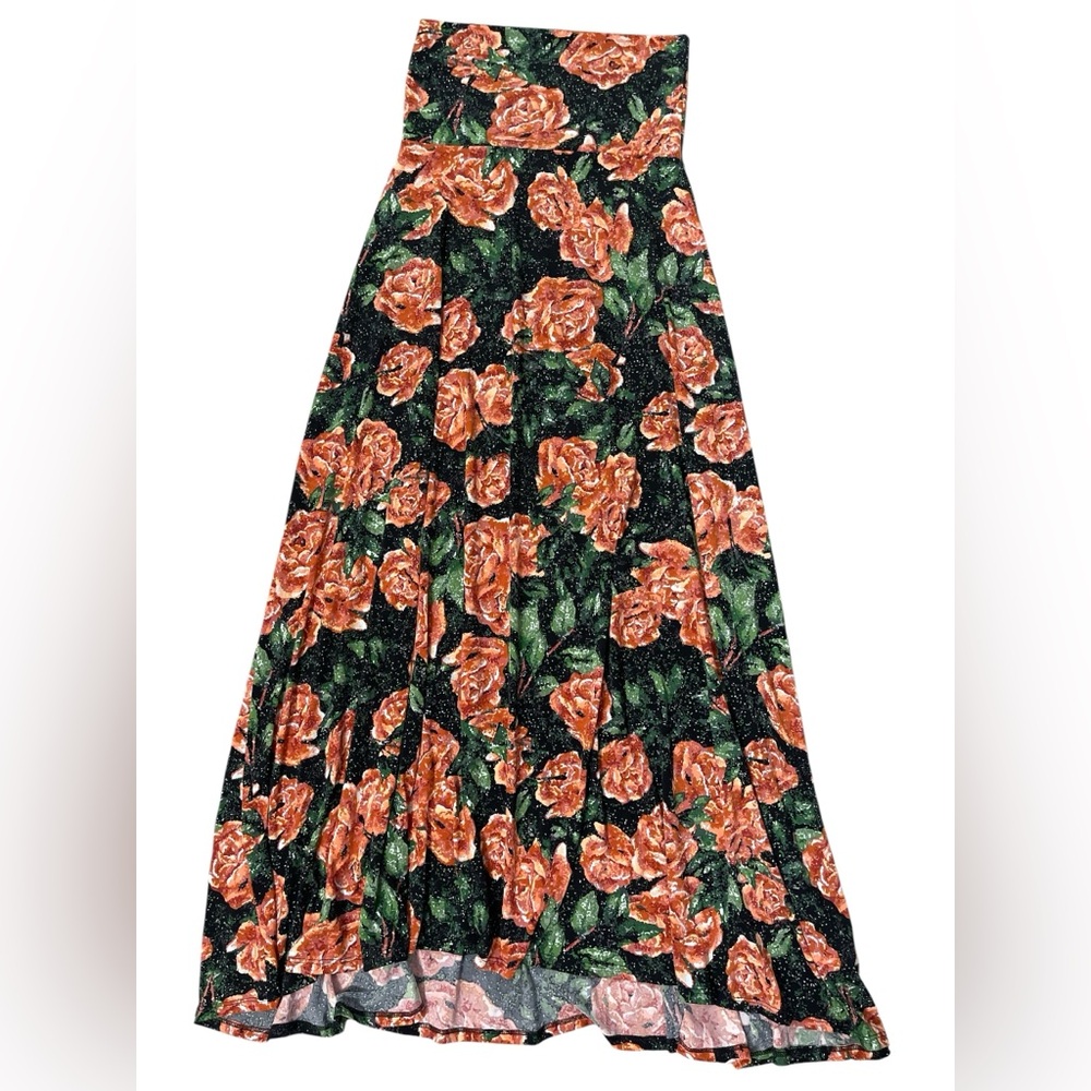 LulaRoe floral Stretchy Pull On Yoga Waist maxi skirt